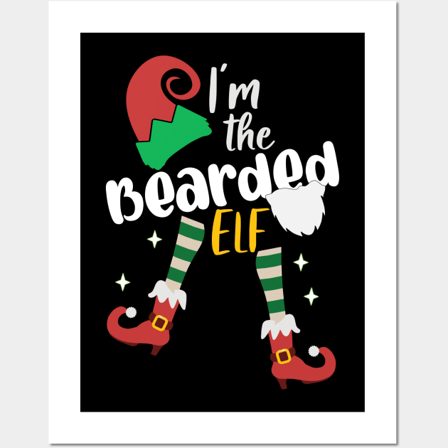 Funny I'm The Bearded Elf Christmas Xmas Matching Family Wall Art by alcoshirts